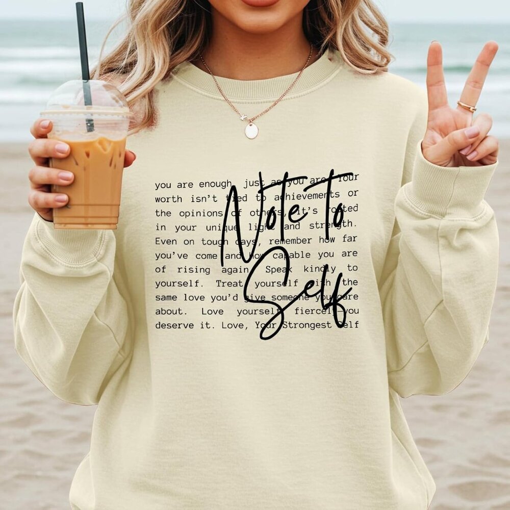 Women’s Cotton Blend Inspirational Sweatshirt You Are Enough Casual Top - Picture 4 of 7